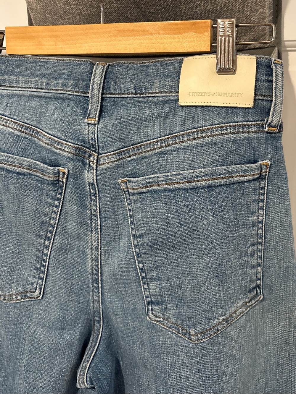Citizens Of Humanity Lyra Medium Blue Cropped Wide-Leg Jeans 26 - Picture 5 of 9